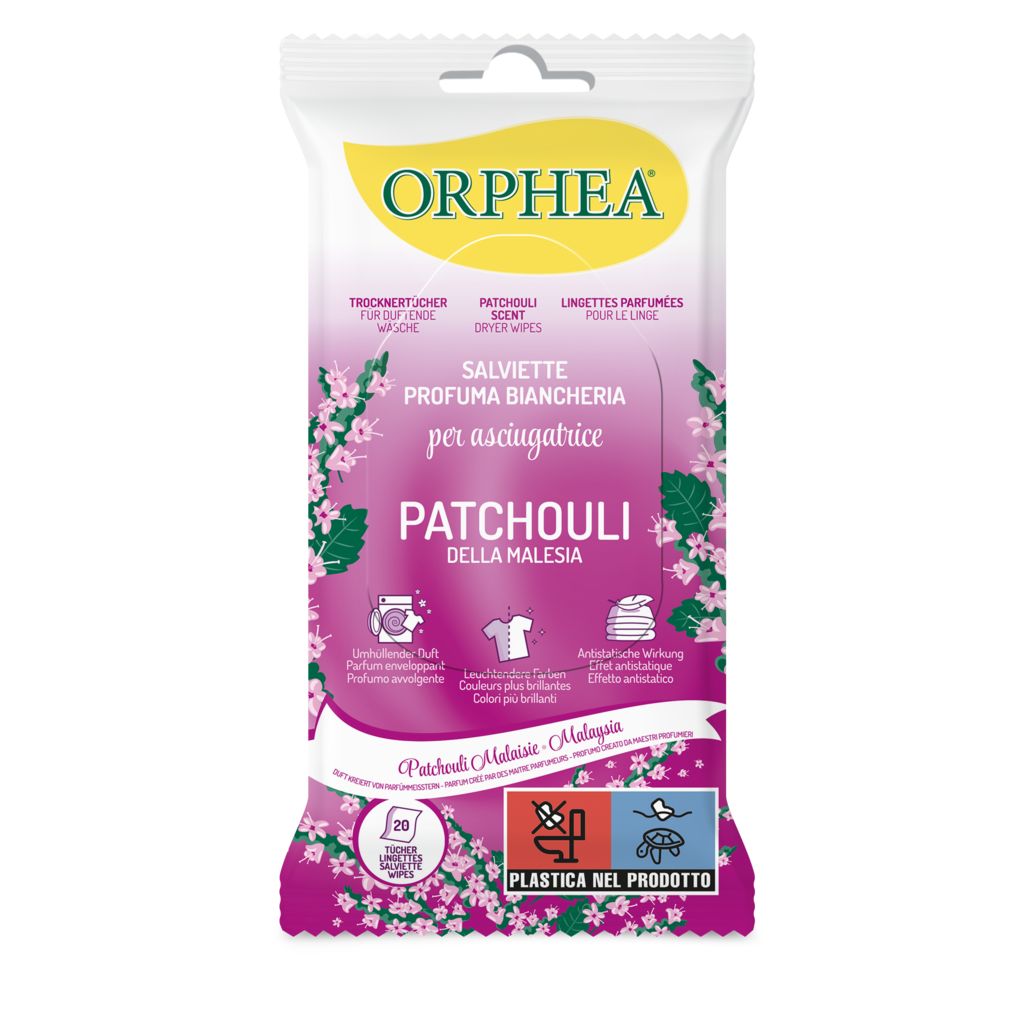 Orphea Salviette asciugatrice 20 pz, Patchouli, antistatiche pz