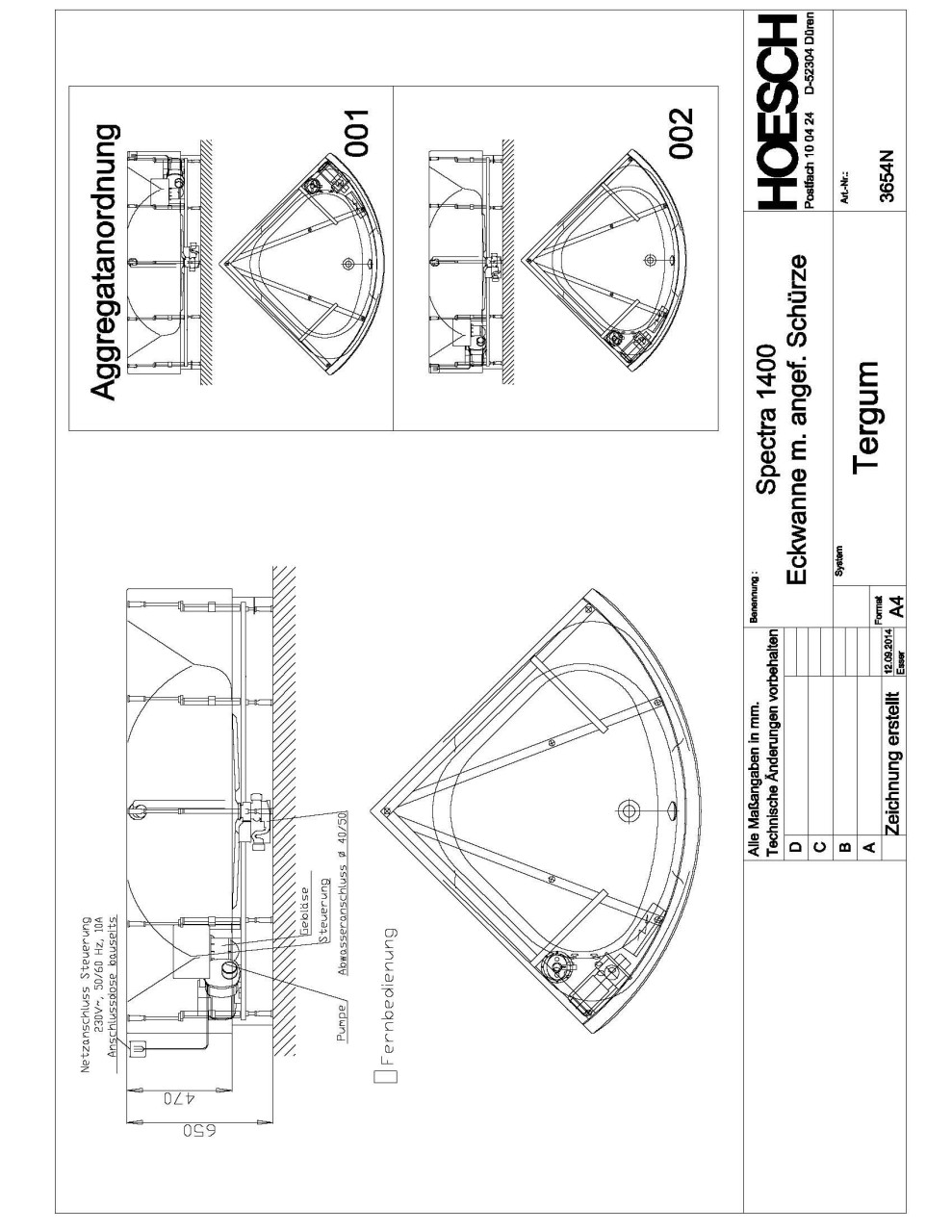 Hoesch Whirlwanne Spectra 3654 & Tergum Whirl, 3654N.010305002 Image