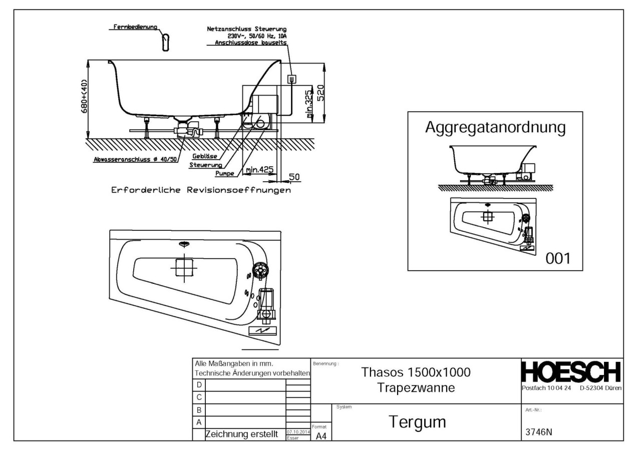 Hoesch Whirlwanne Thasos 3746 & Tergum Whirl, 3746N.010305001 Image