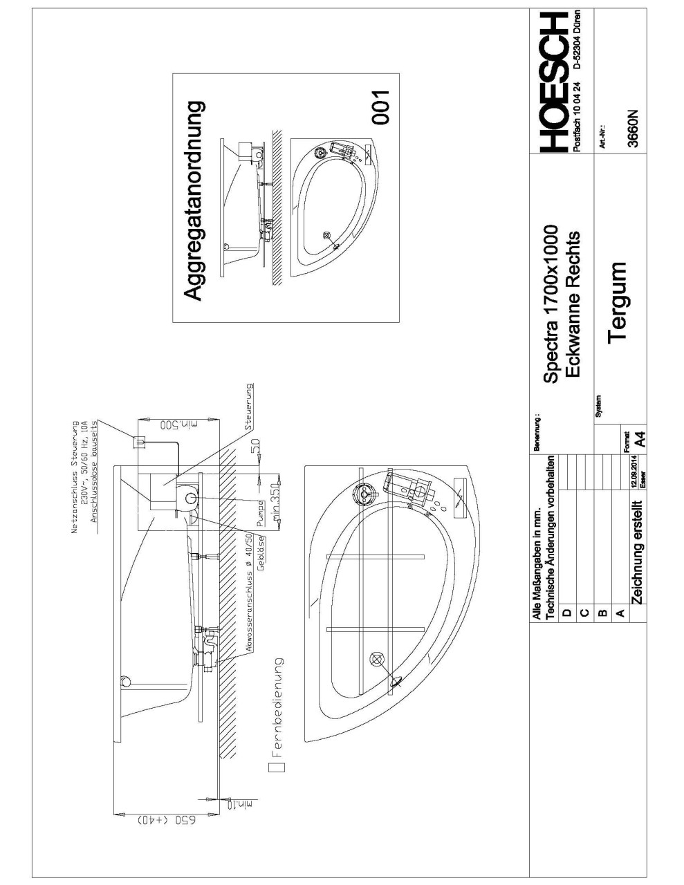 Hoesch Whirlwanne Spectra 3660 & Tergum Whirl, 3660N.010305001 Image