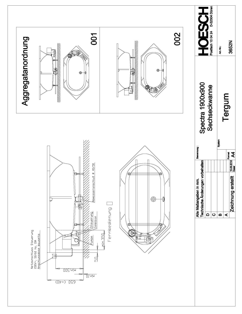 Hoesch Whirlwanne Spectra 3652 & Tergum Whirl, 3652N.010305002 Image