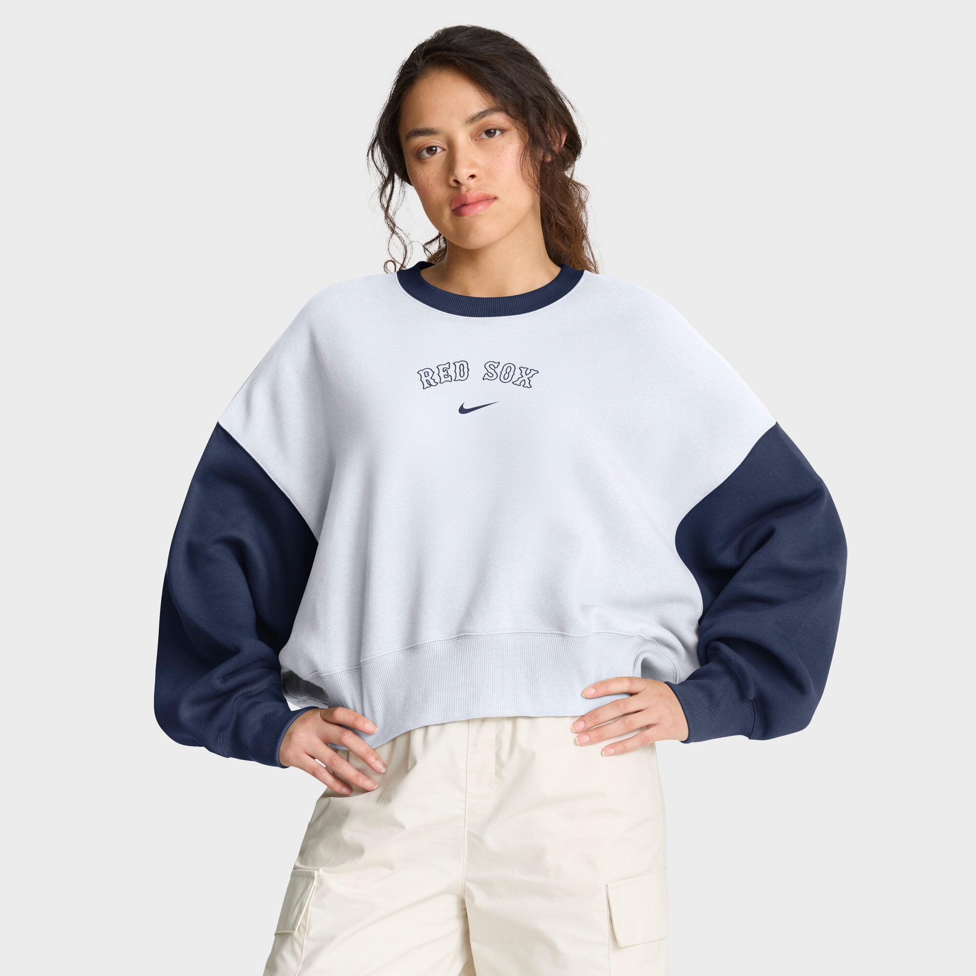 Boston Red Sox Nike Phoenix Oversized Crew Fleece - Damen