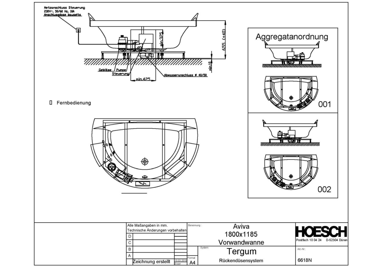 Hoesch Whirlwanne Aviva 6618 & Tergum Whirl, 6618N.010305001 Image