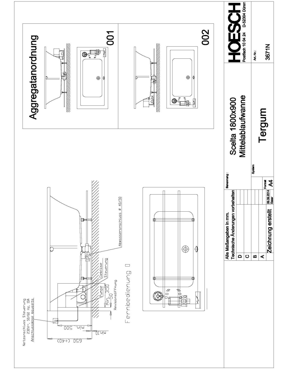 Hoesch Whirlwanne Scelta 3671 & Tergum Whirl, 3671N.010305001 Image