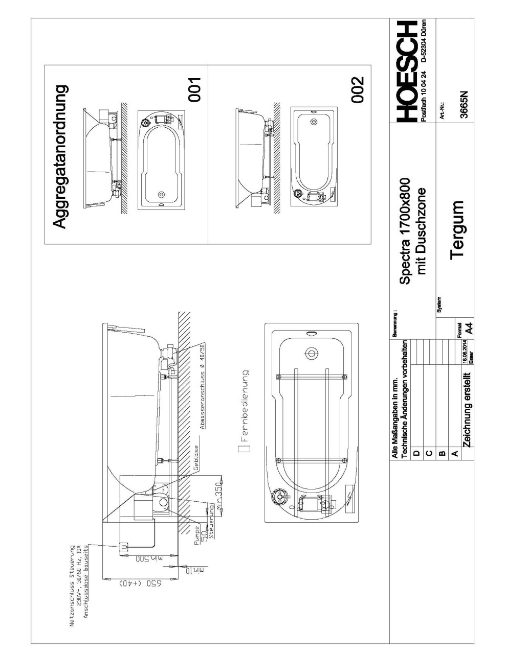 Hoesch Whirlwanne Spectra 3665 & Tergum Whirl, 3665N.010305002 Image