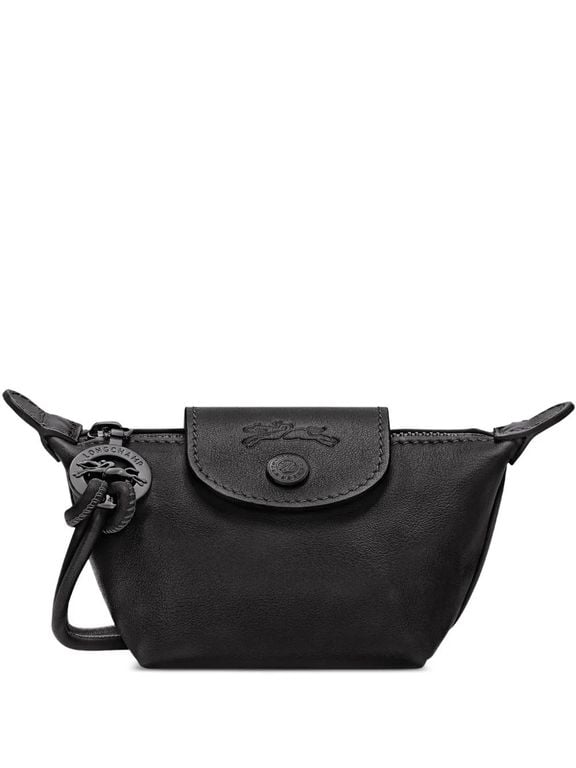 Embossed Leather Pouch - Black - Longchamp Clutches