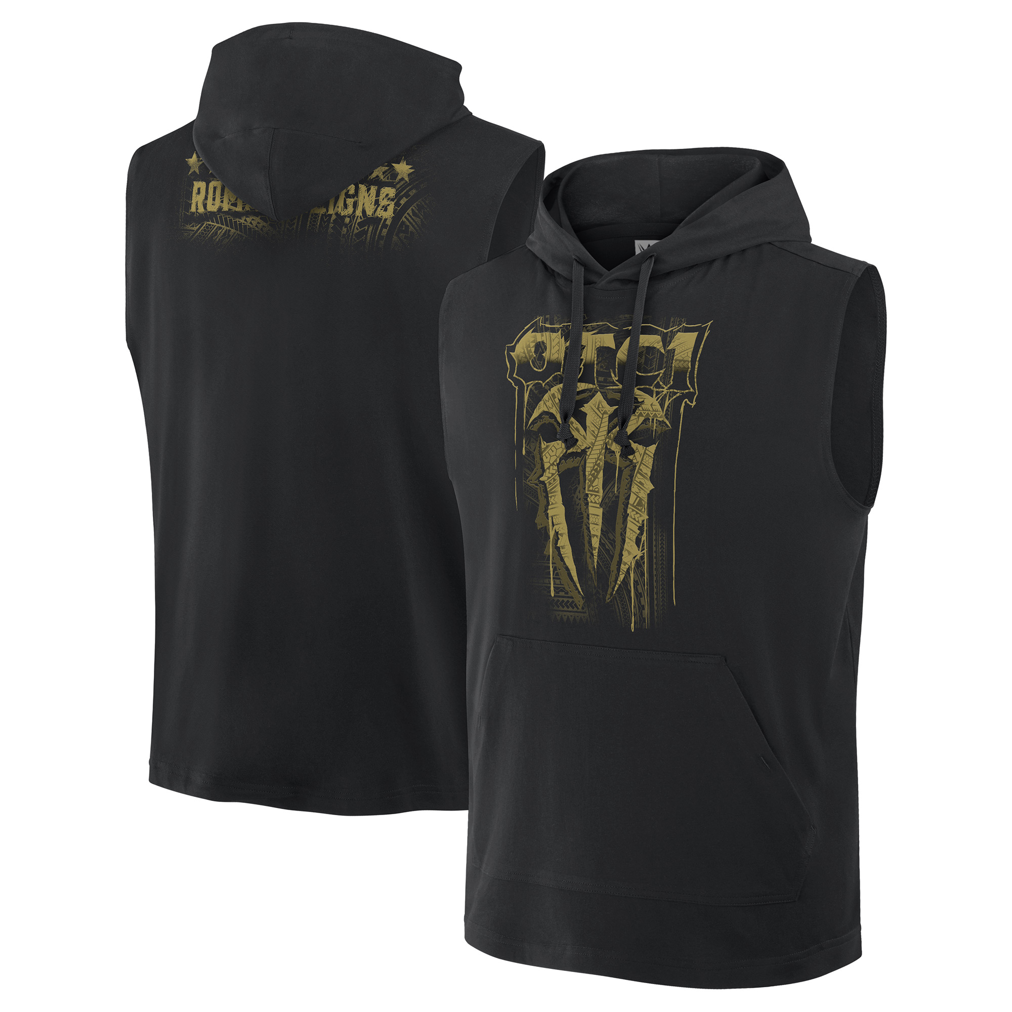 Schwarzer ärmelloser Herren-Hoodie von Roman Reigns Gold OTC1 Image