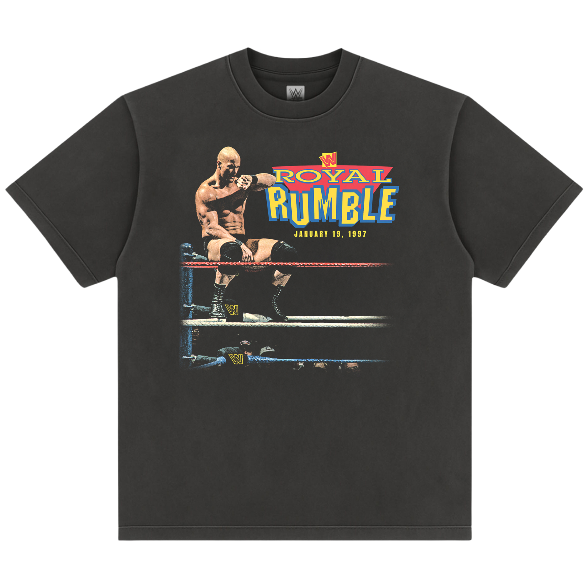Schwarzes Herren-T-Shirt „Stone Cold“ Steve Austin Royal Rumble 1997 Image