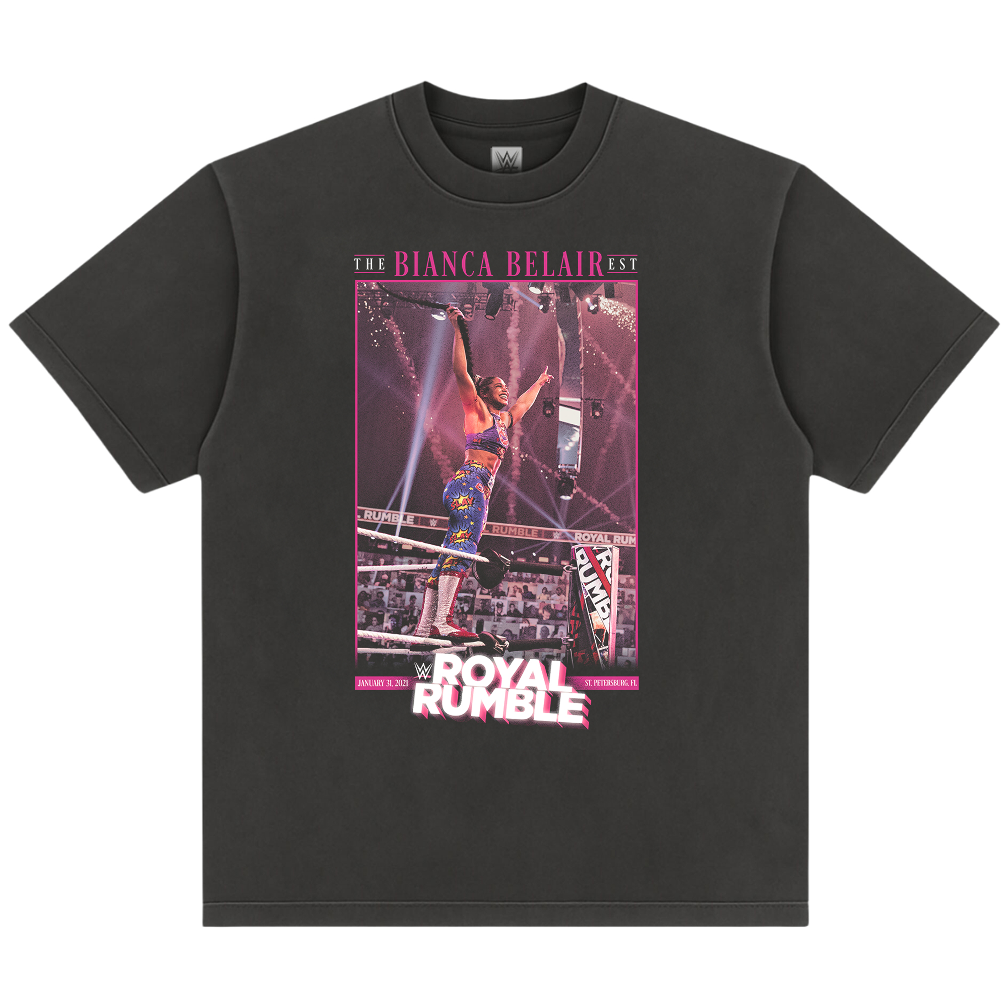 Schwarzes Bianca Belair Royal Rumble 2021 Boxy T-Shirt für Herren Image