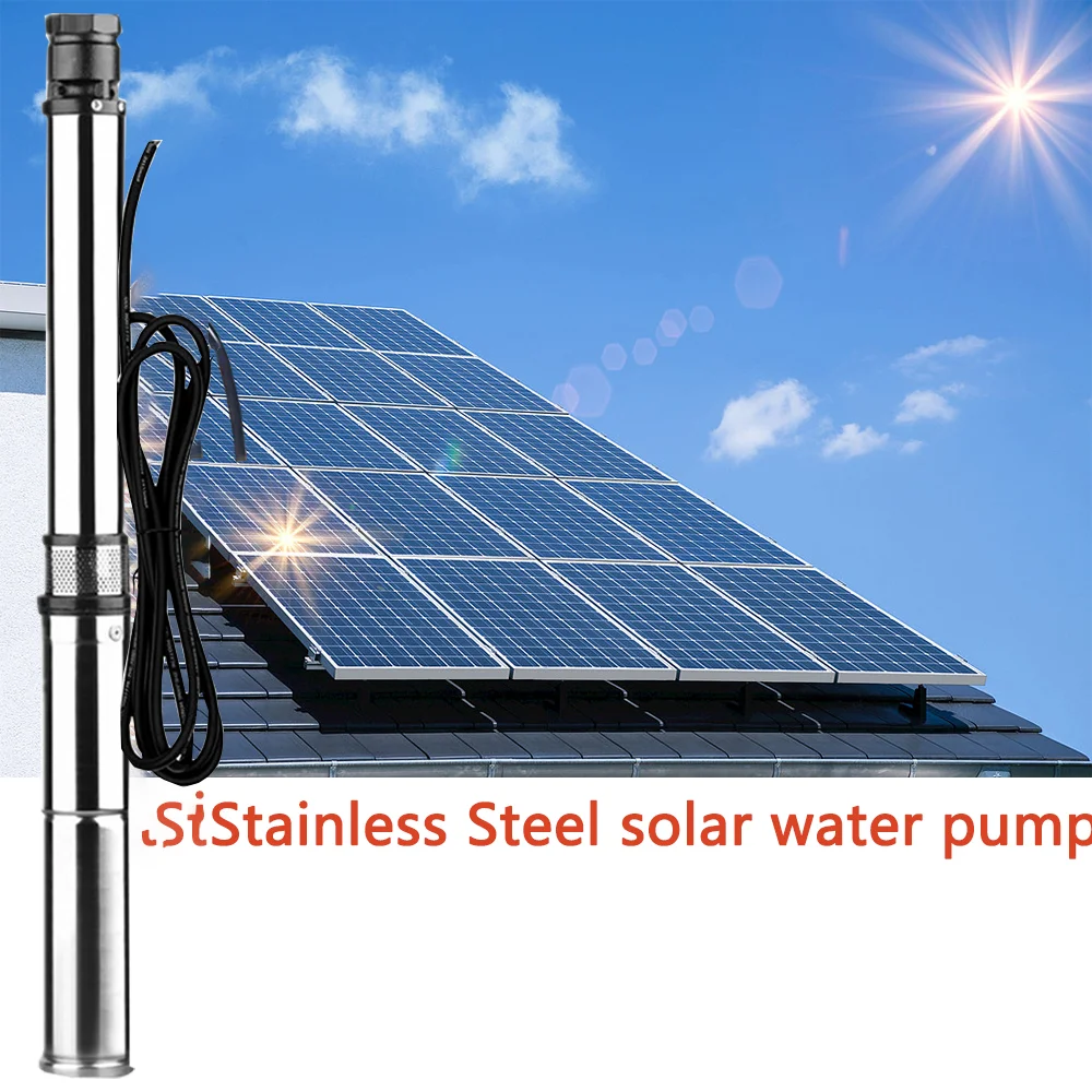 2 PS 1500 W Power Solar-Wasserpumpe für tiefe Brunnen, 140 m Kopf mit integrierter MPPT-Funktion, Landwirtschaft, Solar-DC-Tauchpumpe