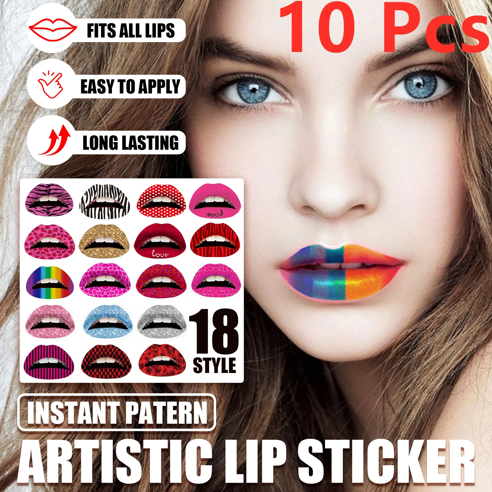 Neuer Stil Lippen Tattoos temporäre Aufkleber, umwelt freundliche Make-up Aufkleber Instant Art Aufkleber Transfer Make-up Tool Mix-Stil Image