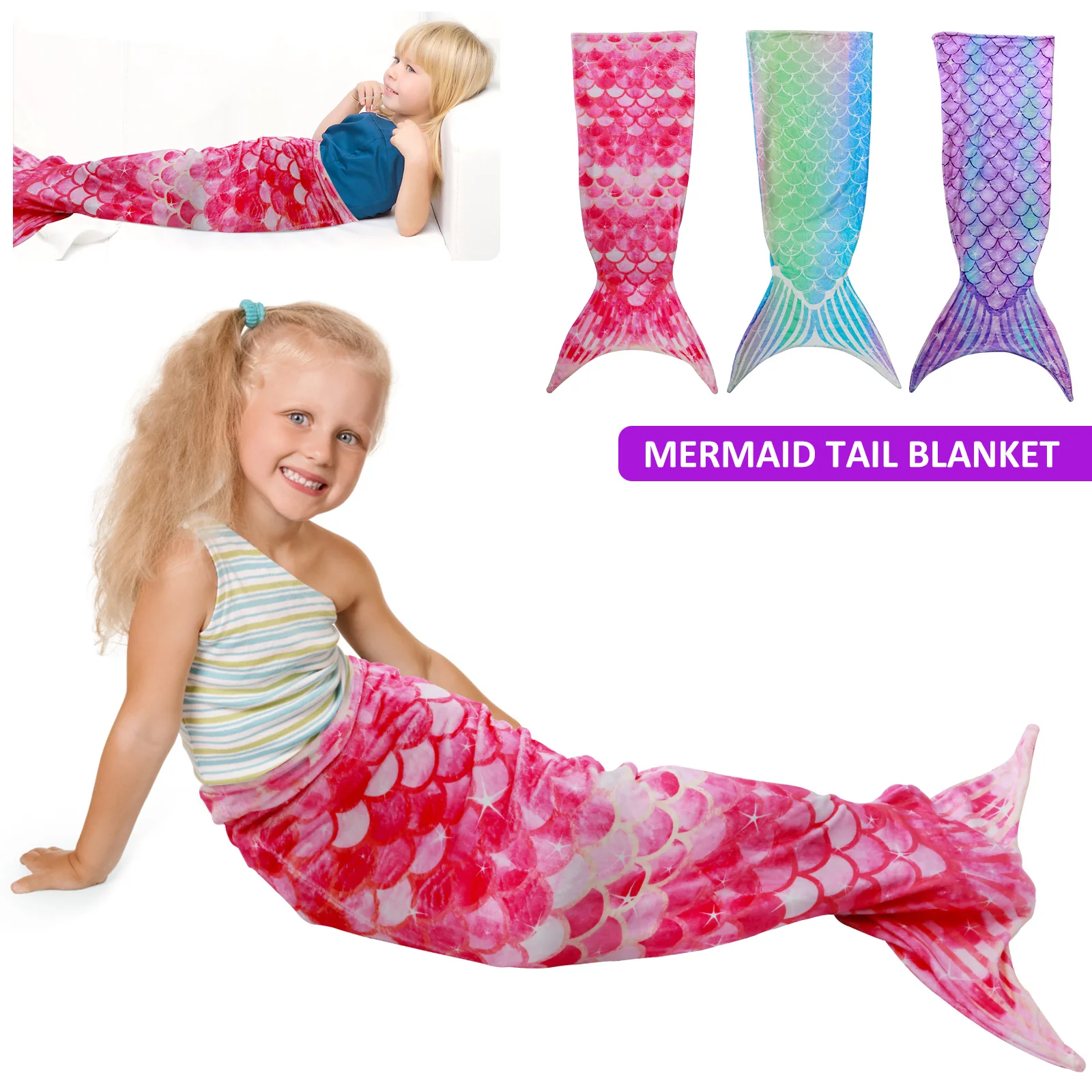 Flanell Meerjungfrau Decke Schlaf Decke Erwachsene Kinder Universal Meerjungfrau Schwanz Decke Komfortable Nette Decke Heißer Dropshipping Image