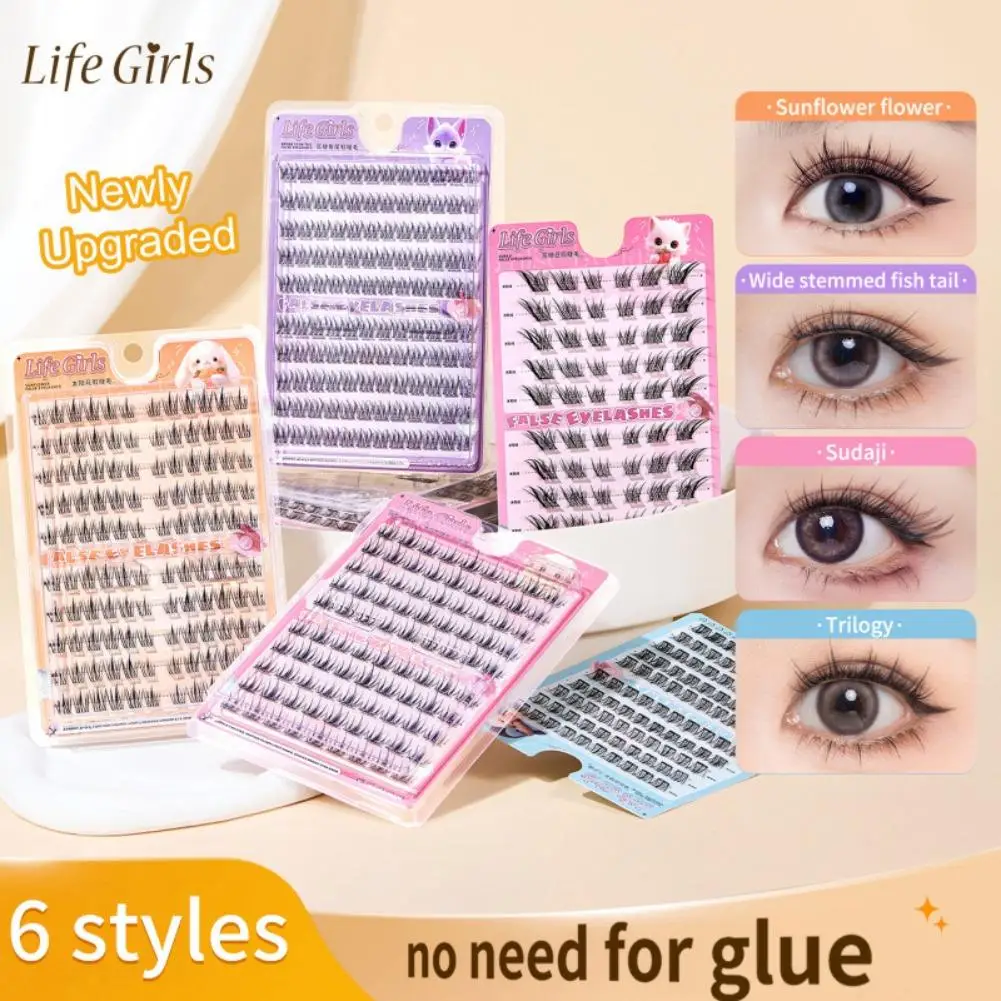 Life Girls 10 Reihen Sonnenblumen-Kleberfreie Falsche Wimpern 6 Stile Selbstklebende Sonnenblumen-Natürliche Wimpern mit Schwung für den oberen Wimpernkranz Image