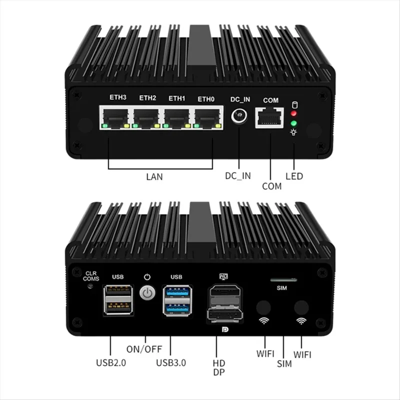 PBD-n12th Gen N100 Solid Micro-Type Lüfterlos Min IPC 4x I226-V 2,5G N6000 VPN Firewall Router Proxmox Appliance US Image