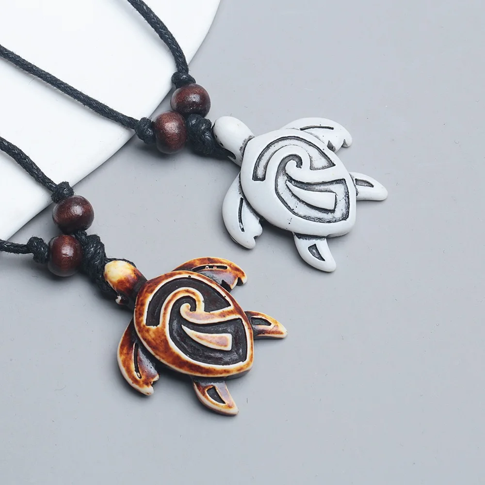 Modische hawaiianische Meeresschildkröten-Halskette für Herren und Damen, verstellbare Kordelschmuck für Surfer Image