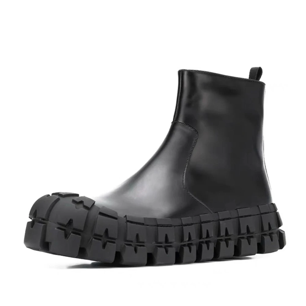 Fashion Echtes Leder Motorrad Stiefel Frühling Herbst Neue Britischen Stil Retro Chunky Plattform Nähen Knöchel Western Stiefel