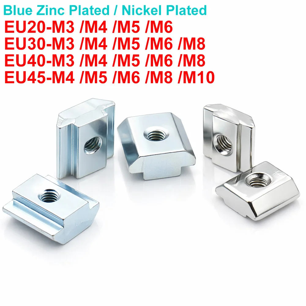 3-20 Stück EU-Standard T-Nut Gleithammer-Kopf Bootförmige Vierkantmuttern für Aluminiumprofile EU20 EU30 EU40 EU45 M3 M4 M5 M6 M8 Image
