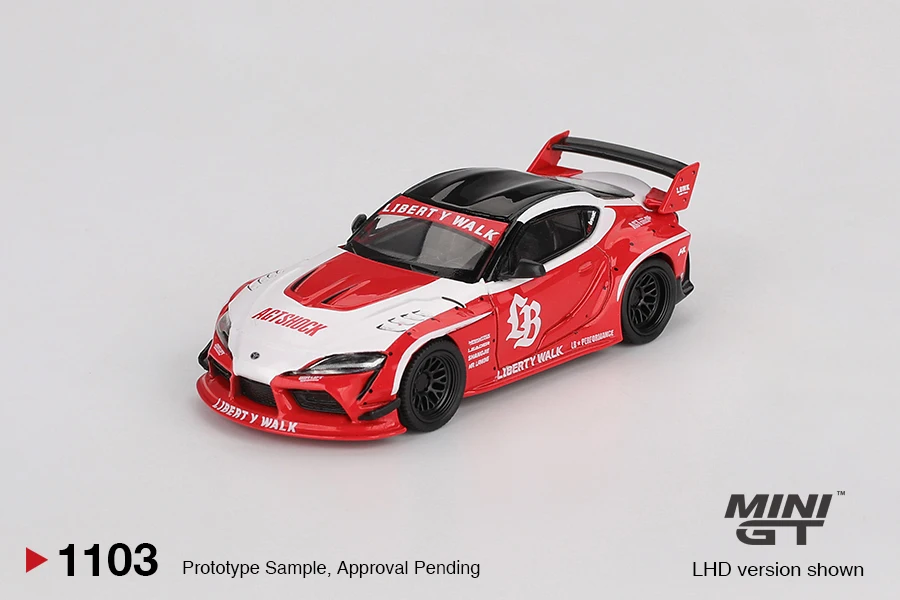 MINIGT 1/64 Pfund  FUNKTIONIERT Toyota GR Supra Rot/Weiß MGT01103-CH Auto Legierung Spielzeug Motor Fahrzeug Diecast Metall Modell Kinder Spielzeug Jungen