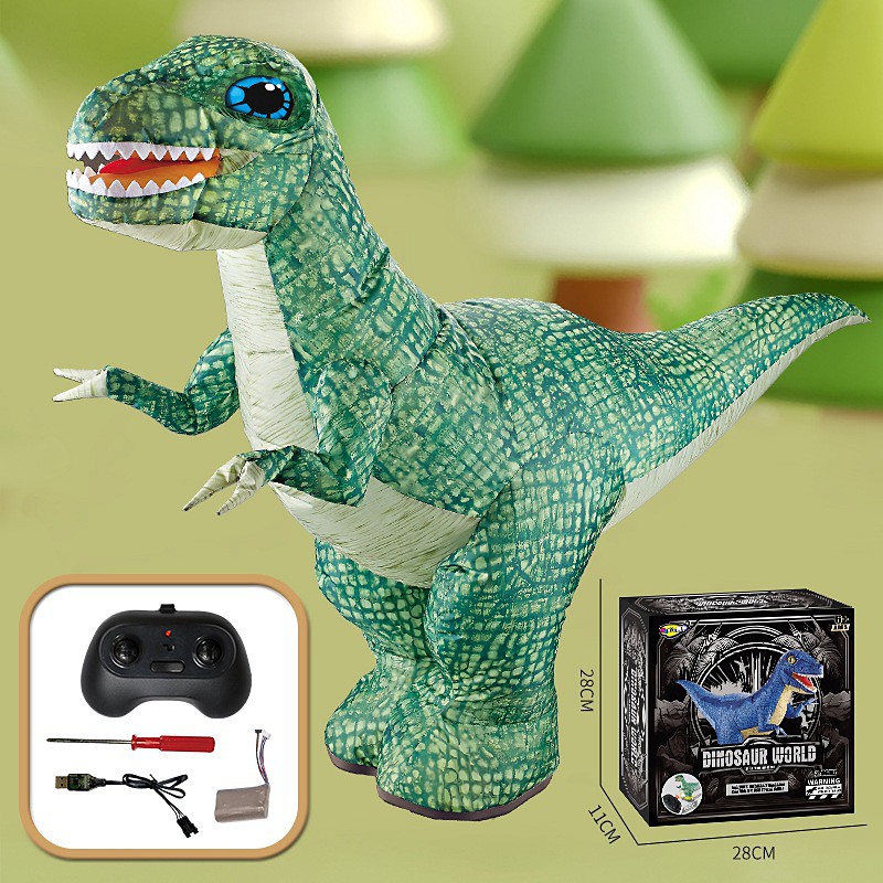 Electric Inflatable Remote Control Dinosaur Large Children's Toy Playground Fully Automatic Velociraptor Four Way Remote Control Dinosaur