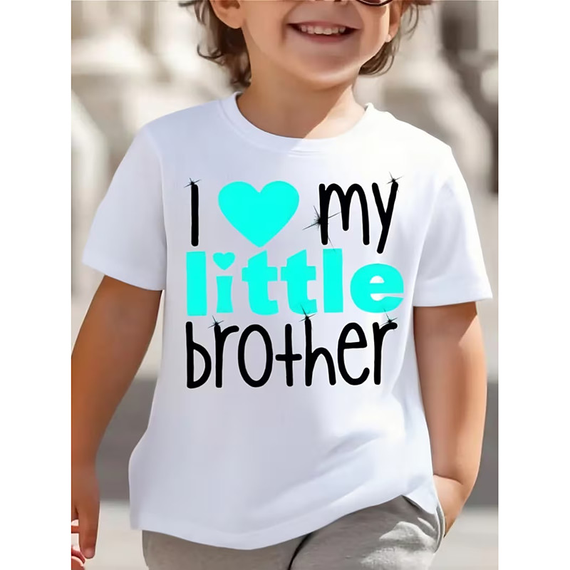 100% Cotton Kids Boys' Black White Red Heart Graphic Letter T shirt Blouse Crew Neck Short Sleeve Outdoor Dailywear Fashion Streetwear Designer Printing Summer