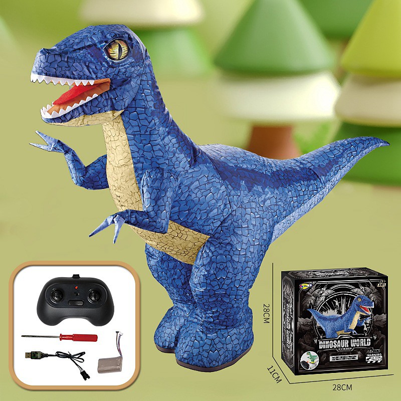 Electric Inflatable Remote Control Dinosaur Large Children's Toy Playground Fully Automatic Velociraptor Four Way Remote Control Dinosaur