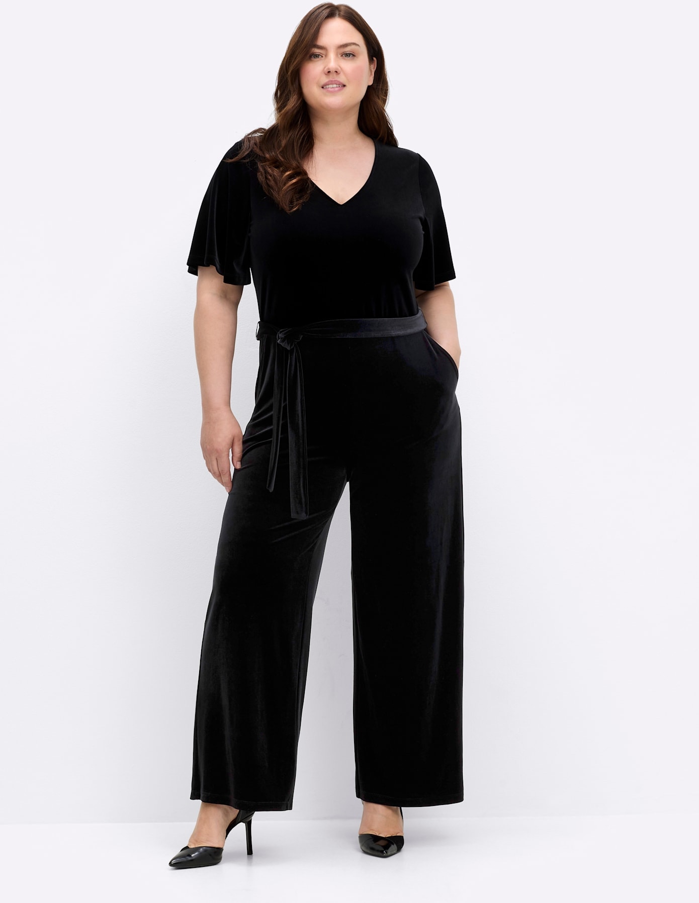 Overall SHEEGO BY JOE BROWNS, Damen, Gr. 48, Normalgrößen, schwarz, 92% Polyester, 8% Elasthan, unifarben, lang, Overalls Overall