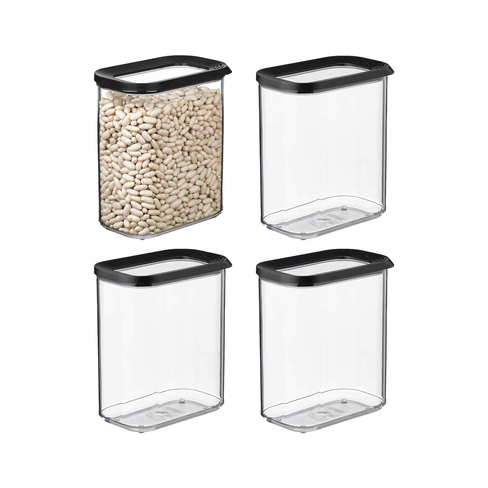 Vorratsdose MEPAL "Vorratsdosen Modula 1500 ml 4er Set", schwarz, Lebensmittelaufbewahrungsbehälter, Vorratsdose Image