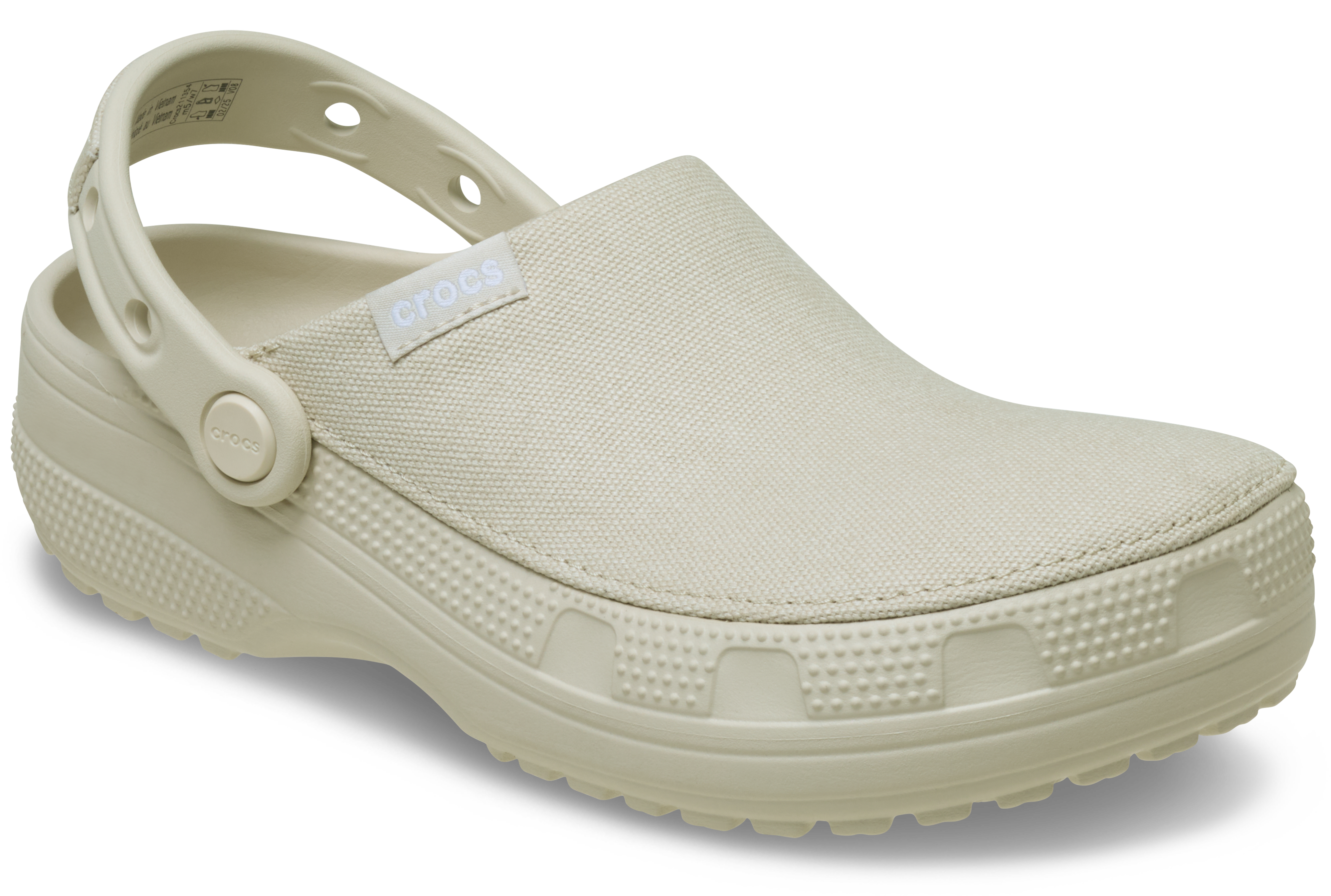 Clog CROCS "Classic Crafted Clog", Damen, Gr. 37, hellgrau, stucco, Textil, unifarben, Schuhe Clog, Sommerschuh, Hausschuh, Gartenschuh mit Fersenriemen