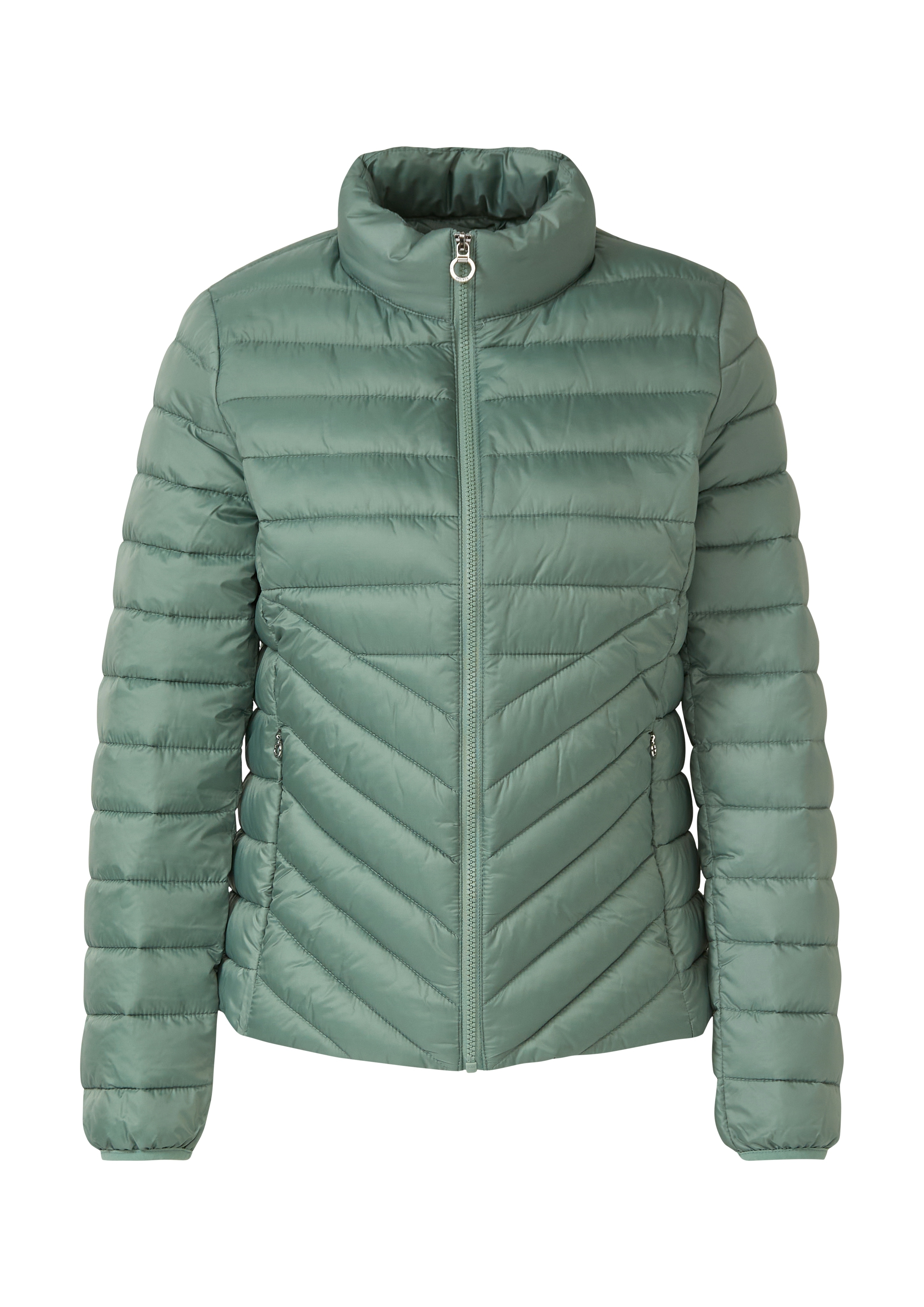Steppjacke S.OLIVER, Damen, Gr. 40, sage grün, Steppware, Obermaterial: 100% Polyester, unifarben, regular fit taillenbedeckt, Rundhals, elastischer Bund, Jacken Steppjacke, mit Reißverschluss und Stehkragen