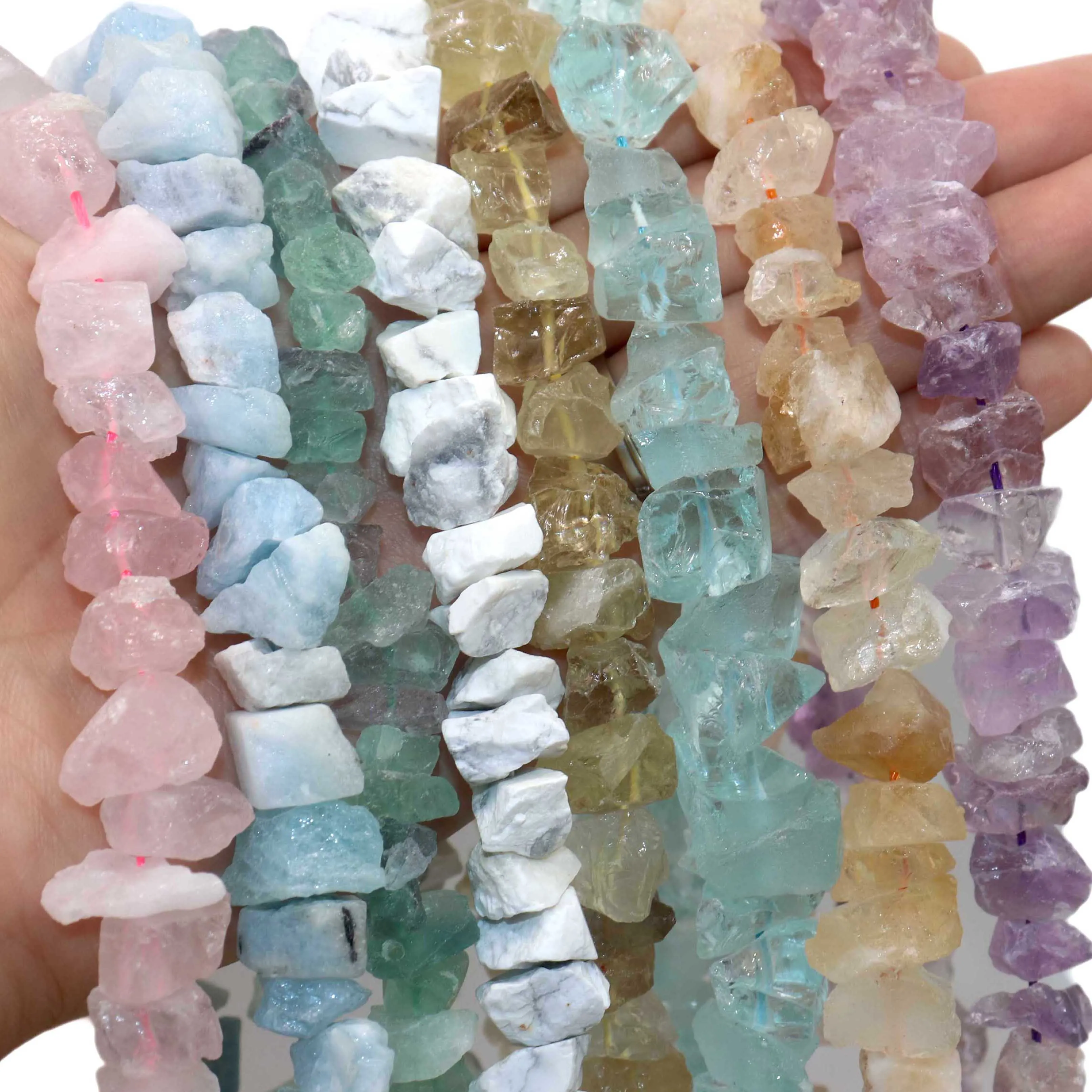 10-14mm Naturstein Unregelmäßige Freeform Raw Nugget Amethysten Amazonit Mineralien Quarz Citrin Perlen Diy Für Schmuck Machen Image
