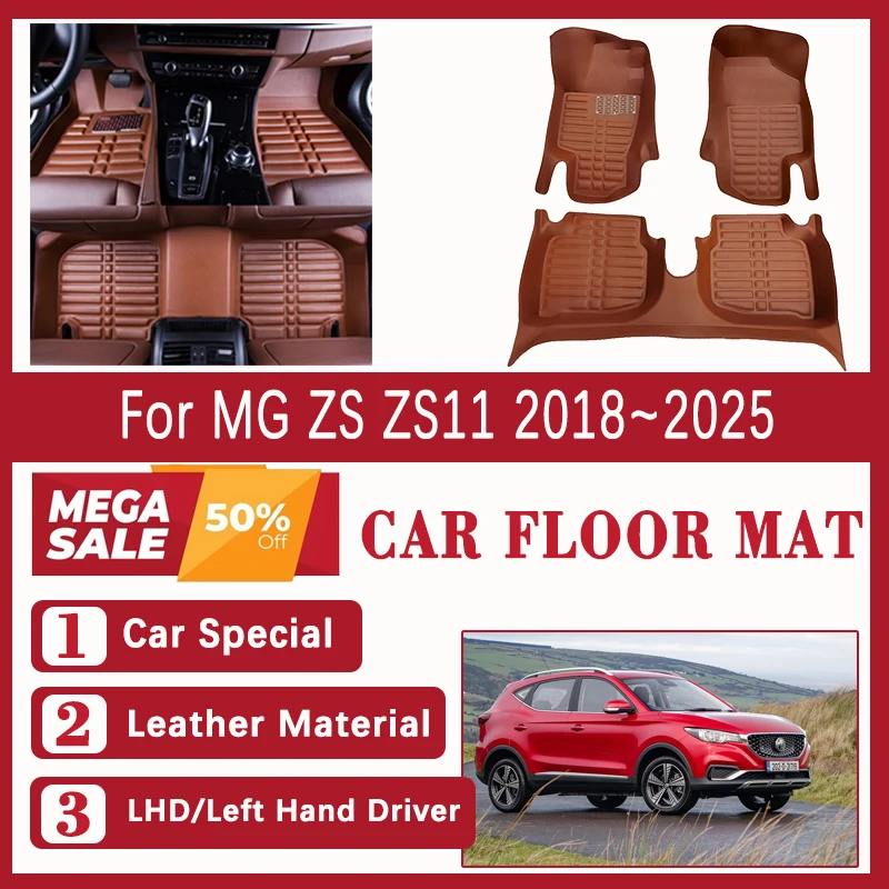 Auto Fußmatten Für MG ZS ZS11 MGZS EV VS ZST 2018 ~ 2025 Leder Teppich Fuß Abdeckung Links Hand Fahrer teppiche Innen Auto Zubehör Image