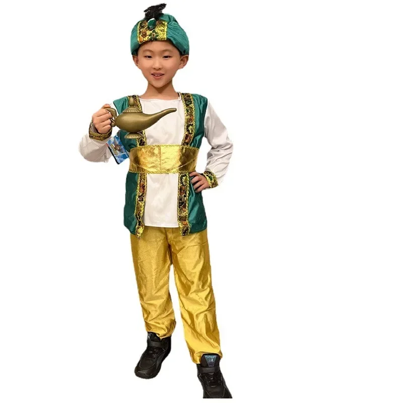 Indien Arabischer Aladdin Prinz Cosplay Kostüm mit Lampe Genie Set für Kinder Mode Maskerade Party Halloween Kostüme Outfits Neu Image