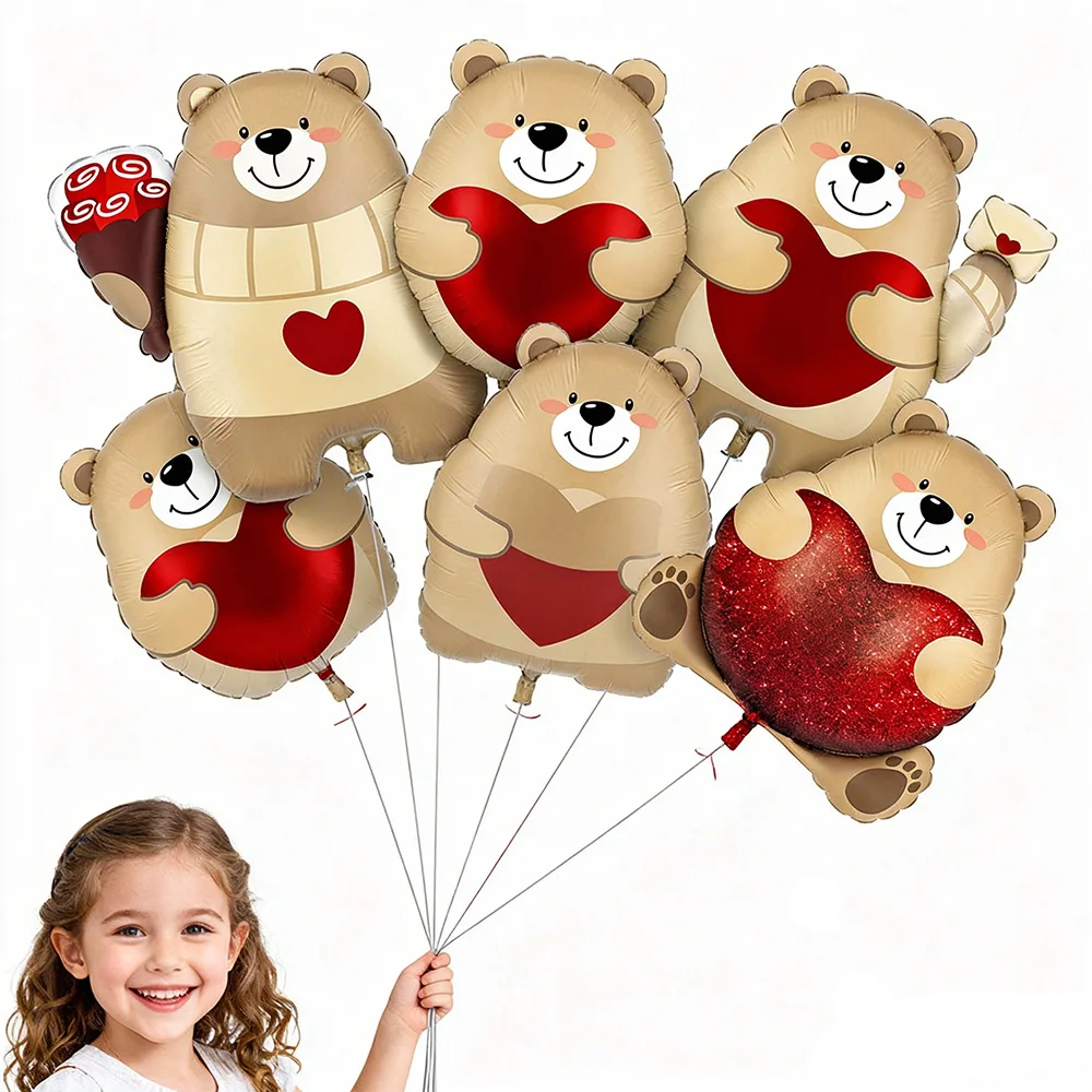 Valentinstag Ballon Liebe Bär Ballon Herz Ballon Baby Dusche Kinder Mädchen Geburtstag Dekor Hochzeit Valentinstag Dekoration Image