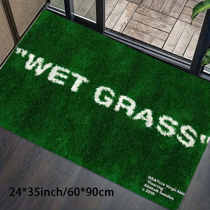 VIKAMA „WET GRASS“ Virgil Aboro Teppich, rutschfeste, weiche Bodenmatte, Schlafzimmer, Wohnzimmer, Eingangstür, trendige Heimdekoration Image