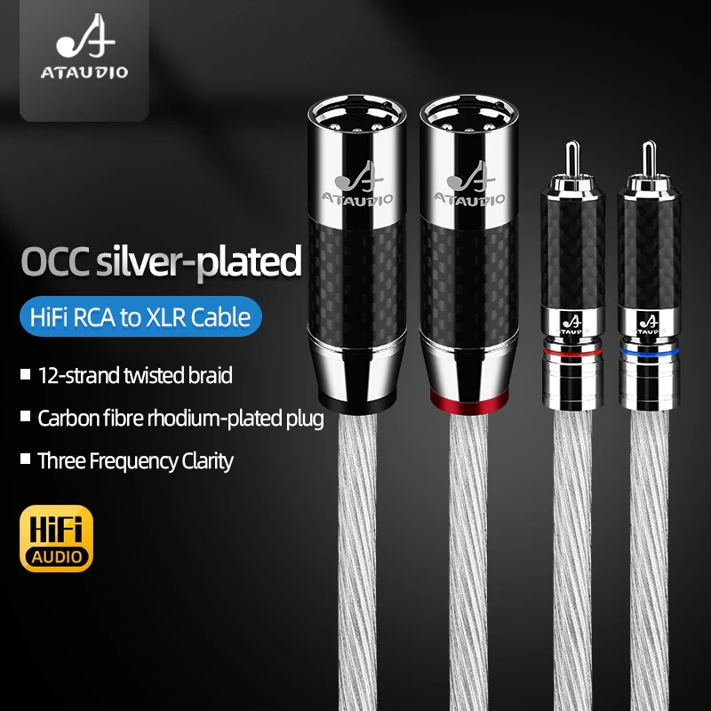 Ein Paar HiFi OCC versilbertes RCA-auf-XLR-Kabel für Verstärker-CD-Player 2RCA auf 2XLR-Verbindungs-Audiokabel Image
