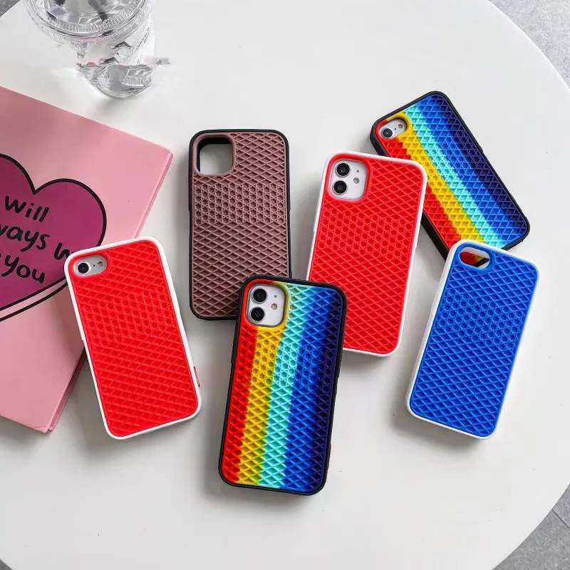 Waffel Sport Schuhsohle Textur Silikonhülle für IPhone 11 13 14 15 16 Pro Max 12 Mini XS XR X 8 7 Plus SE 2022 IPones i16 Cover Image