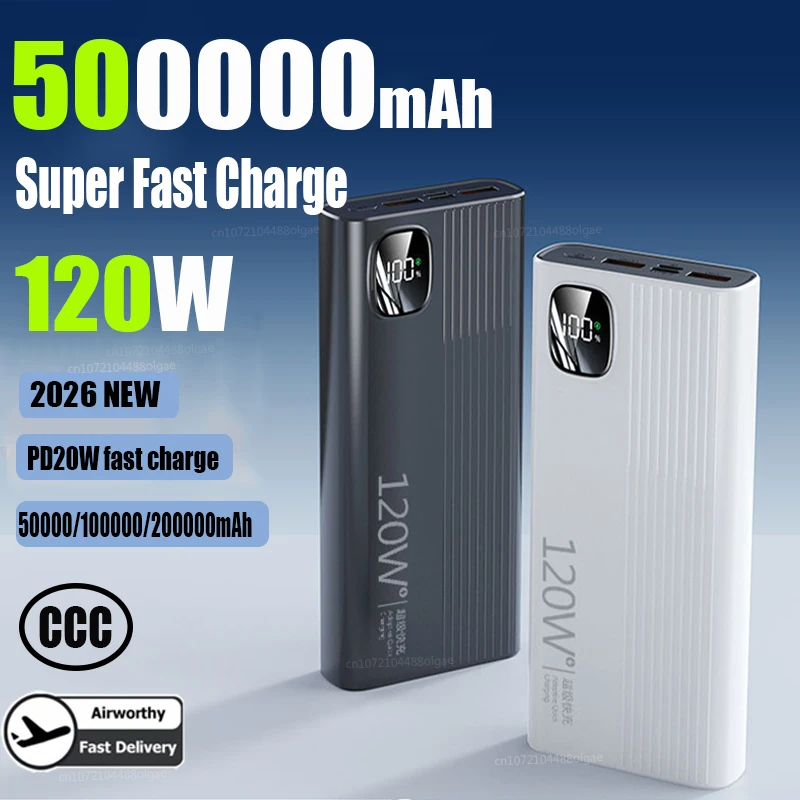 500000 mAh 120 W Hochleistungs-Powerbank, superschnelles Laden, tragbares CCC-Ladegerät für iPhone 12–17 Samsung 2026 Image