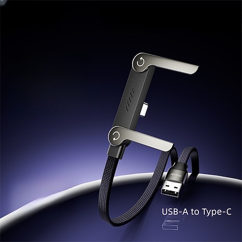 Faltbares 2-in-1-Ladekabel mit Ständer und verstellbarem Winkel für Schnellladen und Datensynchronisation von Smartphones, Tablets, Laptops und Spielekonsolen. Image