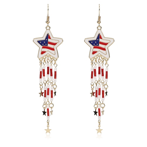 250-jähriges Jubiläum USA Karneval Ohrringe Lustig Erwachsene Damen Unabhängigkeitstag / 4. Juli 4. Juli Party Leistung Einfaches Karnevalskostüm Verkleiden Image