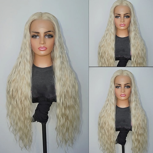 Brasilianische Echthaarperücke aus 100 % unbehandeltem Echthaar, 13x4 Lace-Front, lockig, aschblond mit Babyhaaren, natürlicher Haaransatz, 5x5 Closure, kleberlos, vorgezupft, für Damen Image