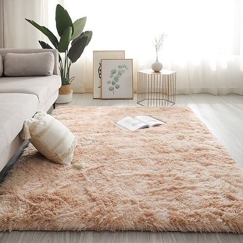 Schlafzimmerteppich im nordischen Stil, flauschiger Bodenteppich, weicher Dekoteppich für Wohnzimmer, Couchtisch, Nachttisch und Mädchenzimmer Image