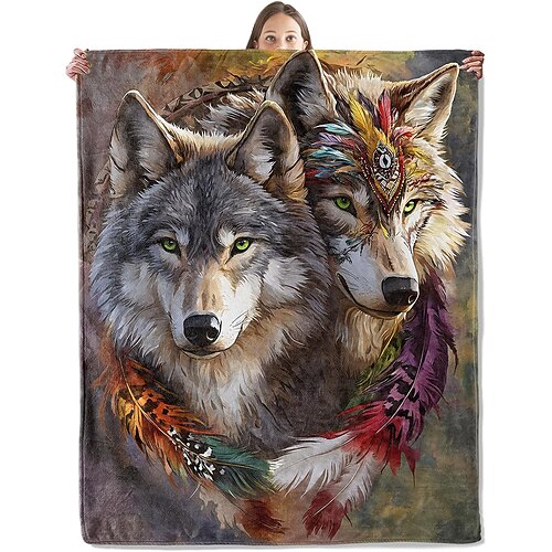 Tag der Toten Fleecedecken Überwurfdecke für die Couch Wolf Klassisch 3D Sofa Bett Dekorative Decke Warme Decke Wohndeko Image