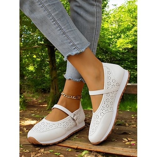perforierte Sneaker für Damen – stylische Wanderschuhe mit Riemendesign und bequemer Passform, ideal für Outdoor-Aktivitäten und den Alltag Image