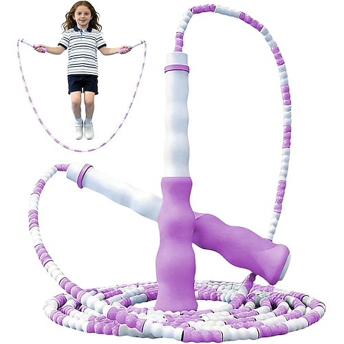 Springseil mit LED-Beleuchtung für Fitnessübungen, verwicklungsfreies Seilspringen mit weichen, kugeligen Segmenten, hochwertiges, verstellbares Springseil für Kinder, Frauen und Männer Image