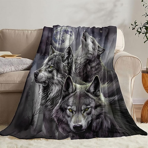 Tag der Unabhängigkeit Decke Fleecedecken Überwurfdecke für die Couch Wolf Geschenk Klassisch 3D Sofa Bett Dekorative Decke Warme Decke Wohndeko Image