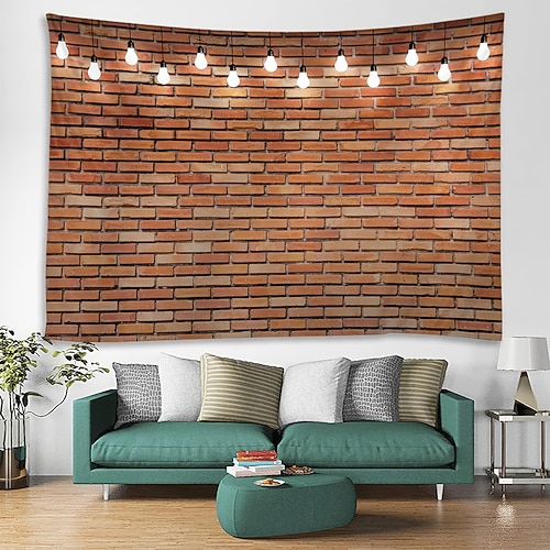 Wandteppich mit Steinmauer-Optik, 3D-Imitation von Ziegelsteinen, rustikale Wanddekoration aus gestapelten Steinen, ideal für Wohnzimmer, Schlafzimmer, Studentenwohnheim oder als Heimdekoration. Image