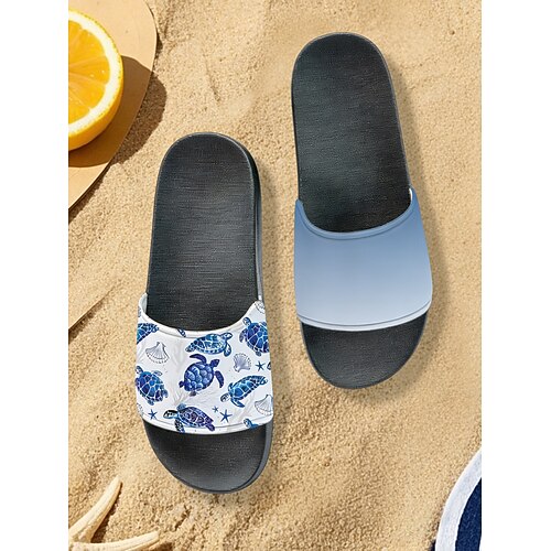 Herren-Sandalen mit Meeresschildkröten-Print – trendiger und praktischer Stil für Männer im Strandurlaub, bei Wasserparkbesuchen und Küstenspaziergängen Image