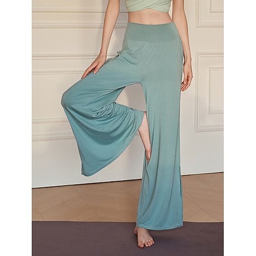 Damen Weites Bein Chinos Elegant Vintage Mode Volle Länge Mittlere Taillenlinie Einfarbig Tasche Elastischer Bund Drucken Bequem Leicht Hohe Elastizität Täglich Outdoor Urlaub Mandelfarben Blaugrün Image