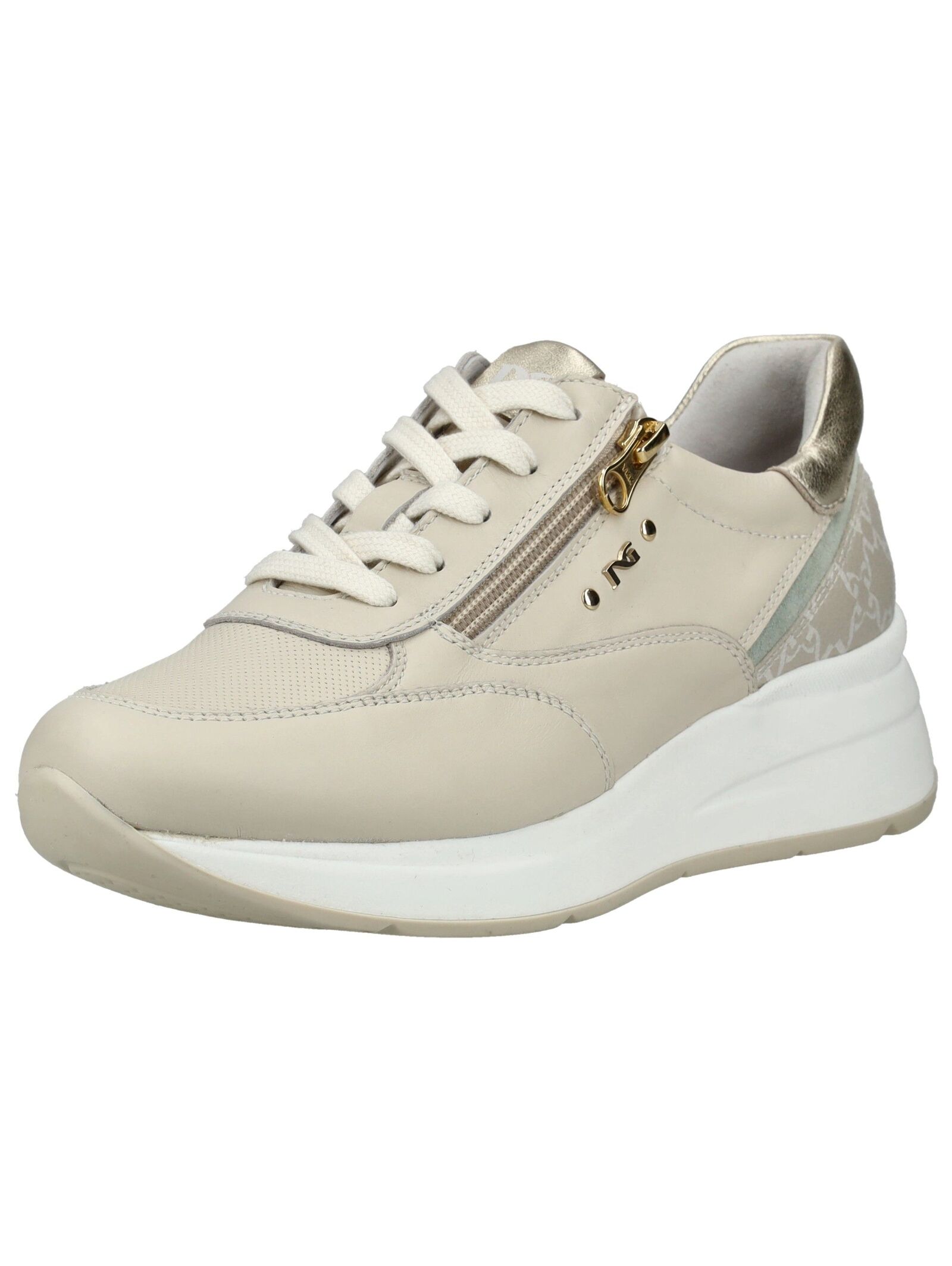 Sneaker NERO GIARDINI "Nero Giardini Sneaker Leder", Damen, Gr. 36, beige, Leder, Schuhe Sneaker