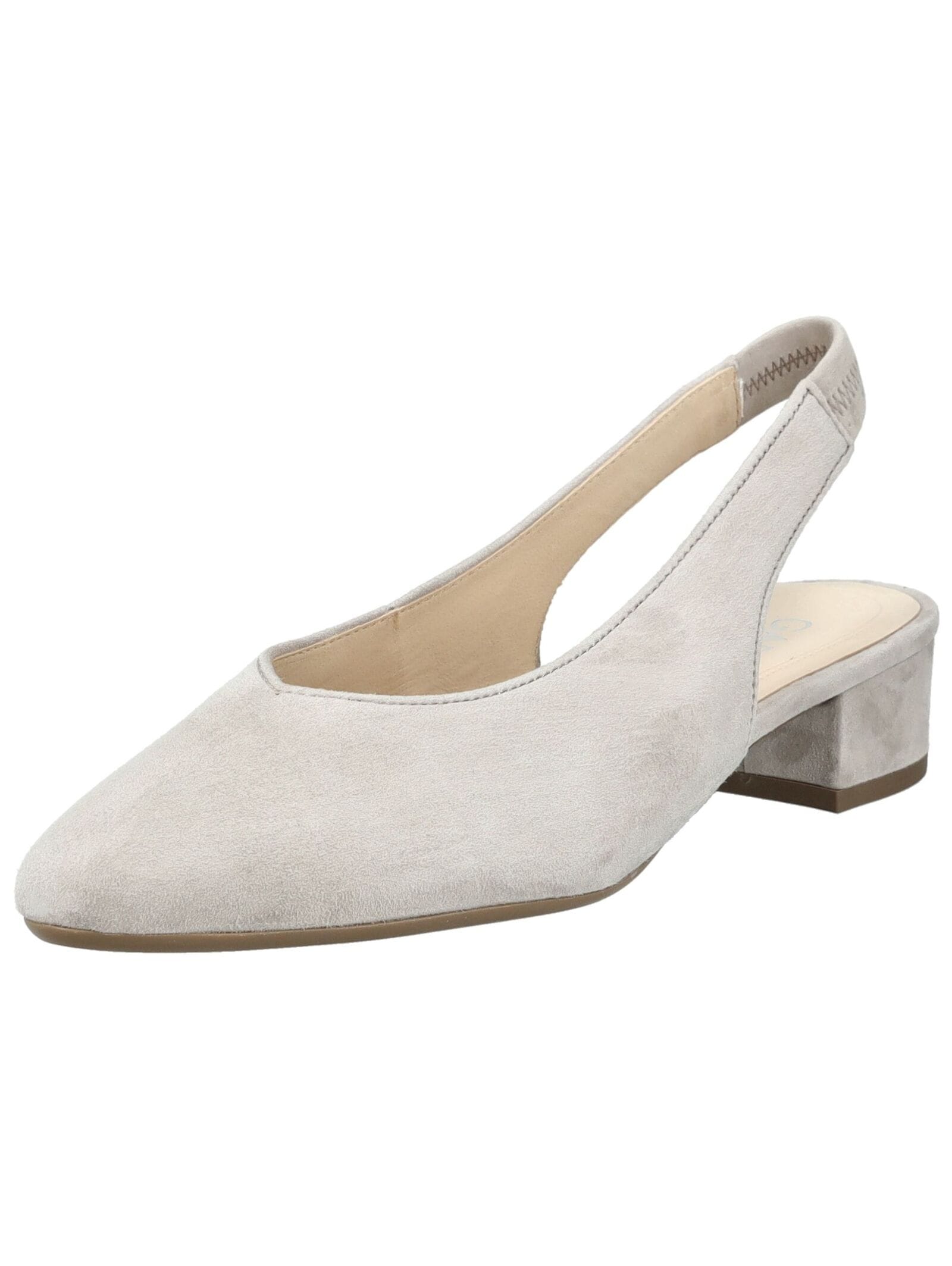 Slingpumps GABOR "Gabor Pumps Leder", Damen, Gr. 42, hellgrau, Leder, Schuhe Slingpumps